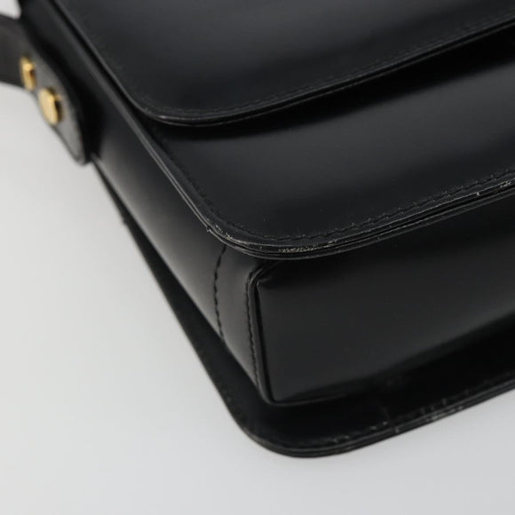 GUCCI Shoulder Bag Leather Black Gold Auth ep14962V