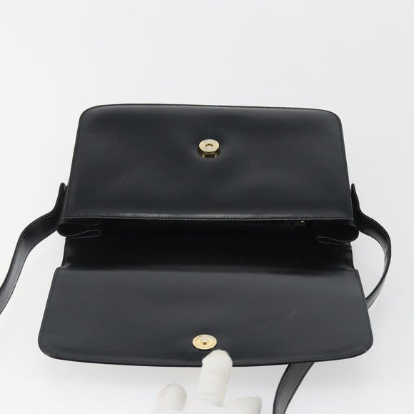 GUCCI Shoulder Bag Leather Black Gold Auth ep14962V