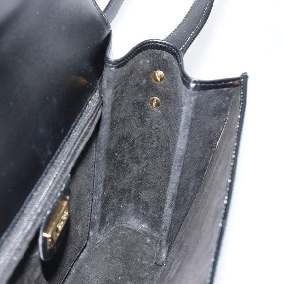 GUCCI Shoulder Bag Leather Black Gold Auth ep14962V