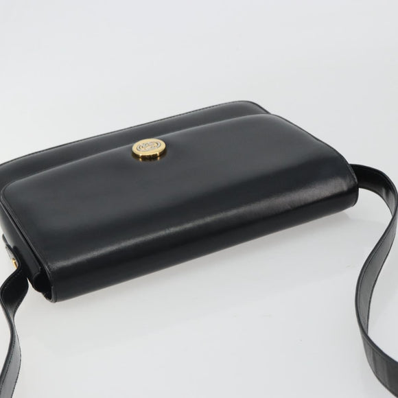 GUCCI Shoulder Bag Leather Black Gold Auth ep14962V