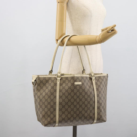 GUCCI GG Supreme Tote Bag PVC Beige Gold 197953 Auth ep14963