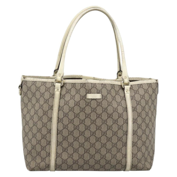 GUCCI GG Supreme Tote Bag PVC Beige Gold 197953 Auth ep14963