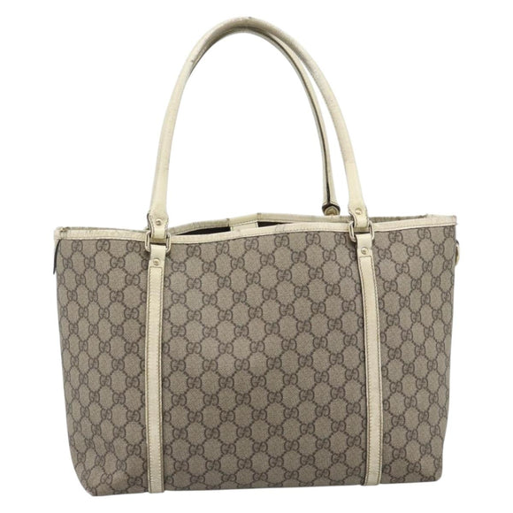 GUCCI GG Supreme Tote Bag PVC Beige Gold 197953 Auth ep14963