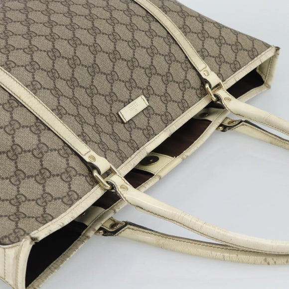 GUCCI GG Supreme Tote Bag PVC Beige Gold 197953 Auth ep14963