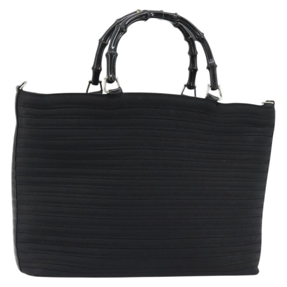GUCCI Bamboo Hand Bag Nylon Black Silver 002 1998 0352 Auth ep14964