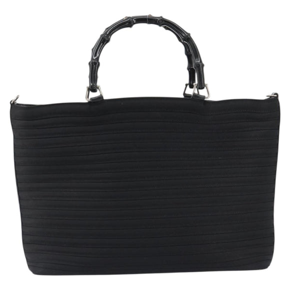 GUCCI Bamboo Hand Bag Nylon Black Silver 002 1998 0352 Auth ep14964