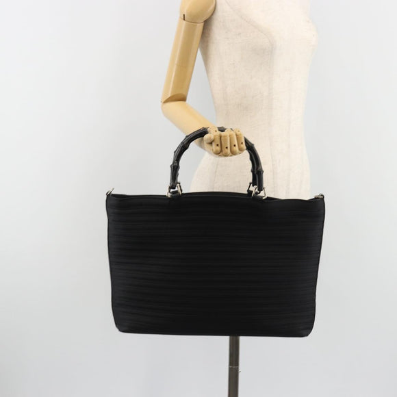GUCCI Bamboo Hand Bag Nylon Black Silver 002 1998 0352 Auth ep14964