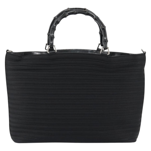 GUCCI Bamboo Hand Bag Nylon Black Silver 002 1998 0352 Auth ep14964