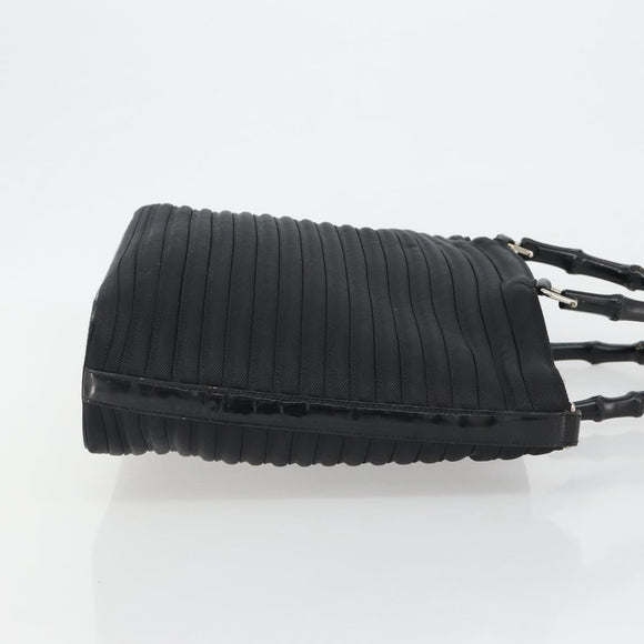 GUCCI Bamboo Hand Bag Nylon Black Silver 002 1998 0352 Auth ep14964