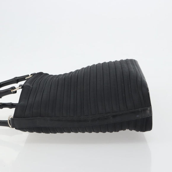 GUCCI Bamboo Hand Bag Nylon Black Silver 002 1998 0352 Auth ep14964