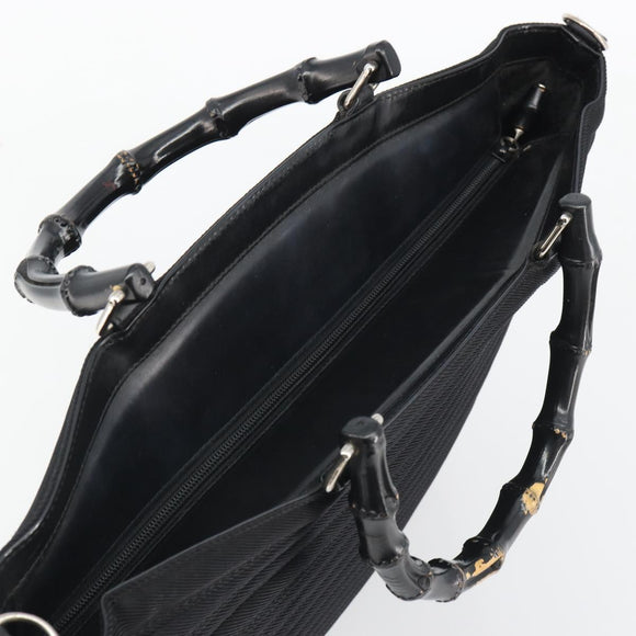 GUCCI Bamboo Hand Bag Nylon Black Silver 002 1998 0352 Auth ep14964