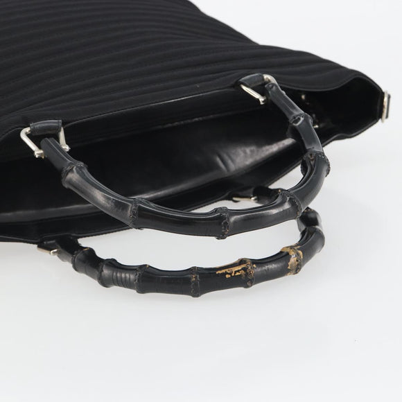 GUCCI Bamboo Hand Bag Nylon Black Silver 002 1998 0352 Auth ep14964