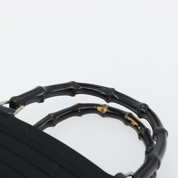 GUCCI Bamboo Hand Bag Nylon Black Silver 002 1998 0352 Auth ep14964