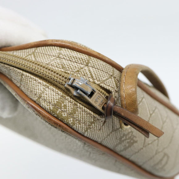 Christian Dior Honeycomb Canvas Shoulder Bag PVC Beige Gold Auth ep14966