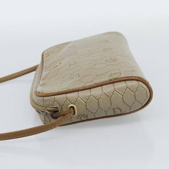 Christian Dior Honeycomb Canvas Shoulder Bag PVC Beige Gold Auth ep14966