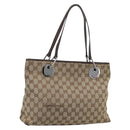 GUCCI GG Canvas Tote Bag Beige Gold 120837 Auth ep14970-1