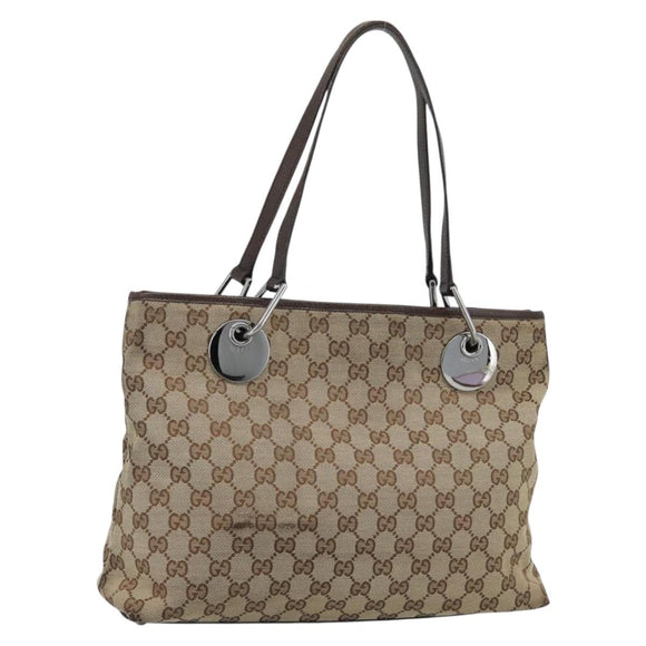 GUCCI GG Canvas Tote Bag Beige Gold 120837 Auth ep14970