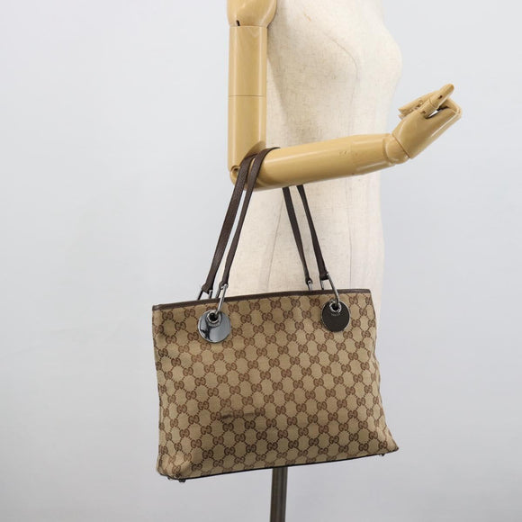 GUCCI GG Canvas Tote Bag Beige Gold 120837 Auth ep14970
