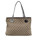 GUCCI GG Canvas Tote Bag Beige Gold 120837 Auth ep14970-3