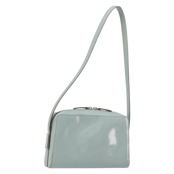 GUCCI Shoulder Bag Patent leather Light Blue Silver Auth ep14972