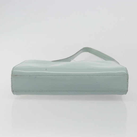 GUCCI Shoulder Bag Patent leather Light Blue Silver Auth ep14972