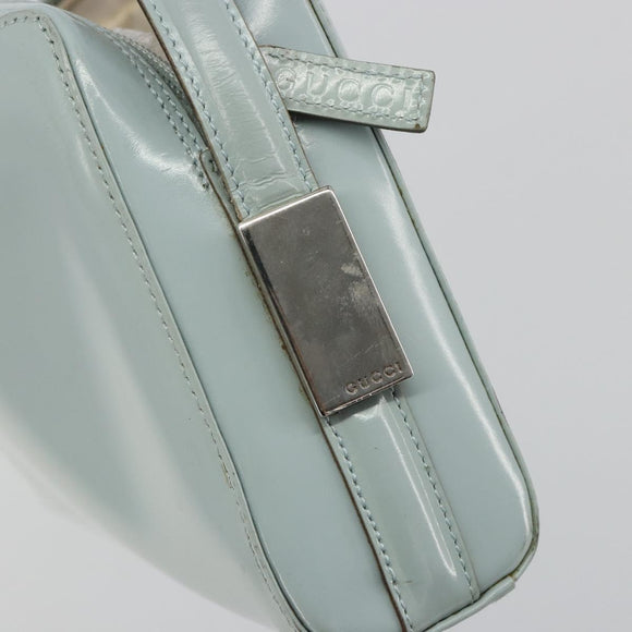GUCCI Shoulder Bag Patent leather Light Blue Silver Auth ep14972