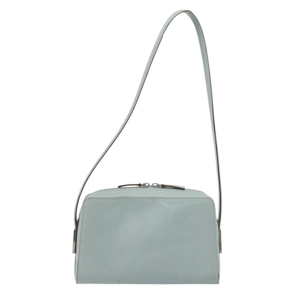 GUCCI Shoulder Bag Patent leather Light Blue Silver Auth ep14972