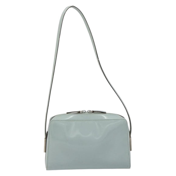 GUCCI Shoulder Bag Patent leather Light Blue Silver Auth ep14972
