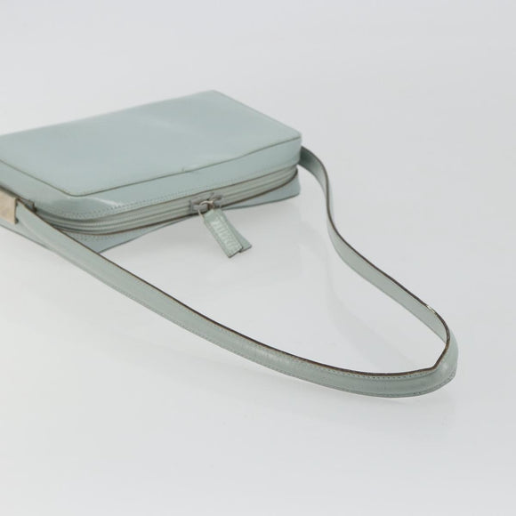 GUCCI Shoulder Bag Patent leather Light Blue Silver Auth ep14972