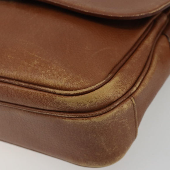 Burberrys Shoulder Bag Leather Brown Gold Auth ep14974