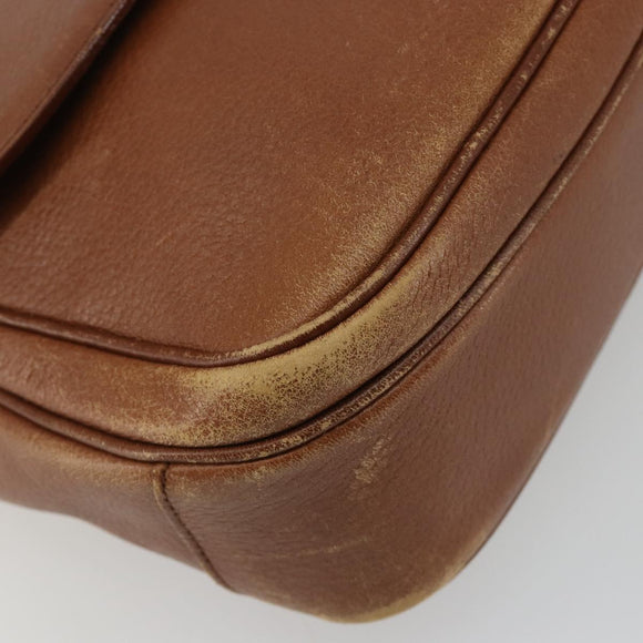 Burberrys Shoulder Bag Leather Brown Gold Auth ep14974