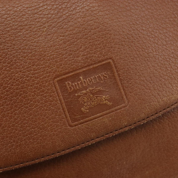 Burberrys Shoulder Bag Leather Brown Gold Auth ep14974