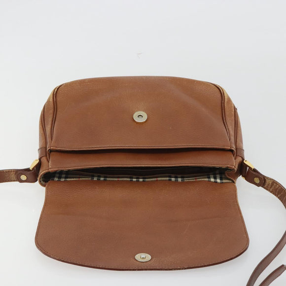 Burberrys Shoulder Bag Leather Brown Gold Auth ep14974