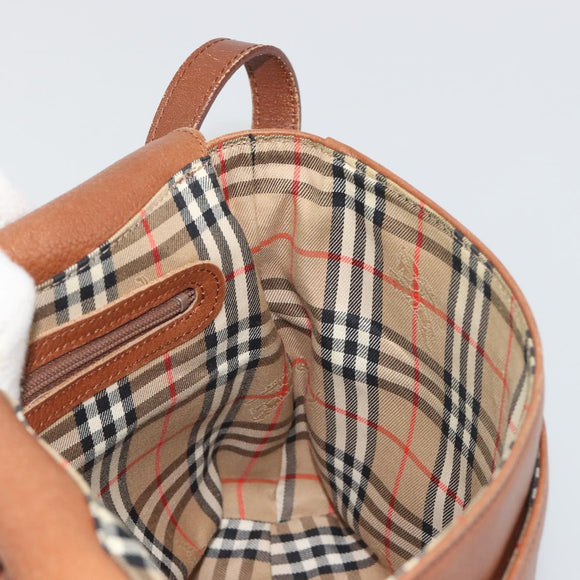 Burberrys Shoulder Bag Leather Brown Gold Auth ep14974
