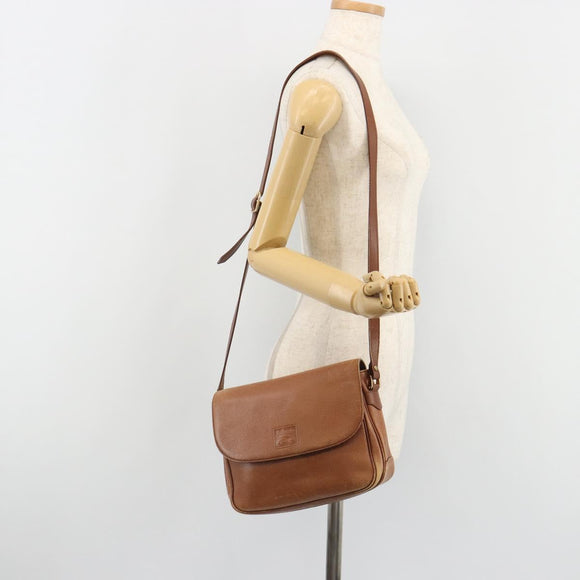 Burberrys Shoulder Bag Leather Brown Gold Auth ep14974
