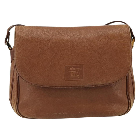 Burberrys Shoulder Bag Leather Brown Gold Auth ep14974
