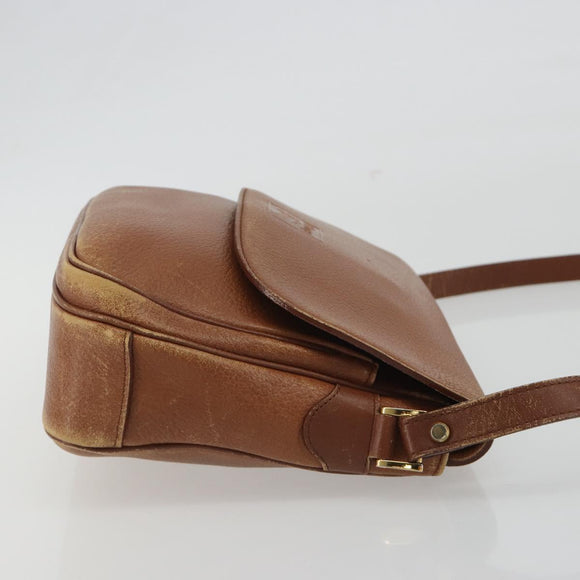 Burberrys Shoulder Bag Leather Brown Gold Auth ep14974
