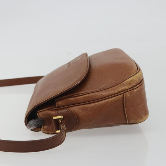 Burberrys Shoulder Bag Leather Brown Gold Auth ep14974