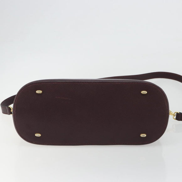 CELINE Hand Bag Leather 2way Purple Gold Auth ep14976