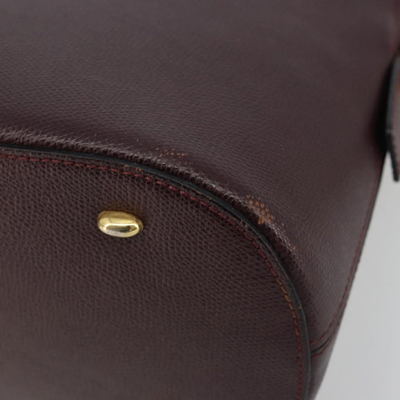 CELINE Hand Bag Leather 2way Purple Gold Auth ep14976