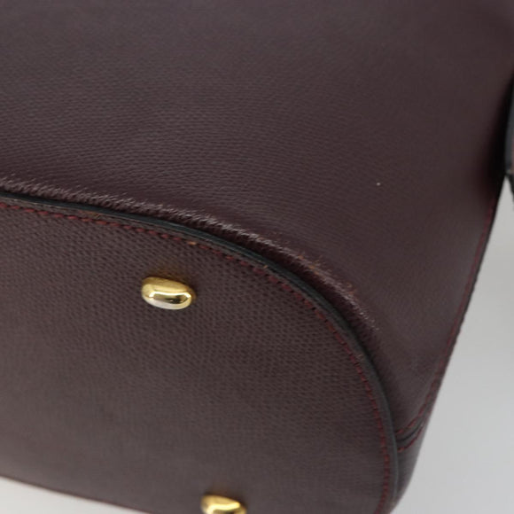 CELINE Hand Bag Leather 2way Purple Gold Auth ep14976