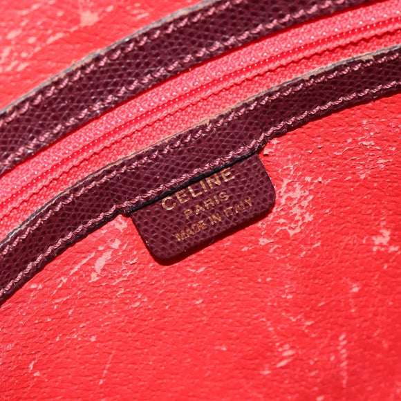 CELINE Hand Bag Leather 2way Purple Gold Auth ep14976