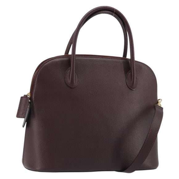 CELINE Hand Bag Leather 2way Purple Gold Auth ep14976