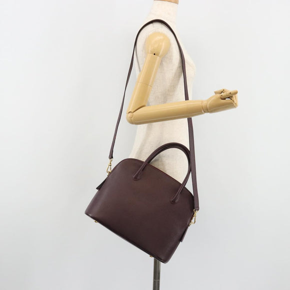CELINE Hand Bag Leather 2way Purple Gold Auth ep14976