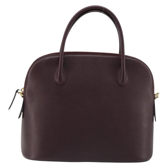 CELINE Hand Bag Leather 2way Purple Gold Auth ep14976