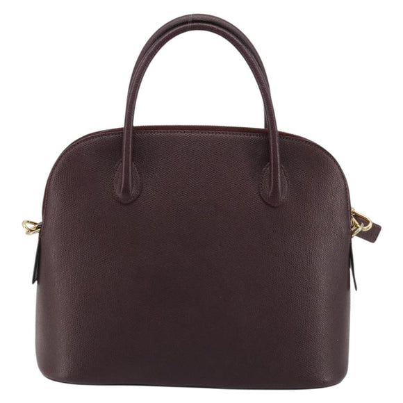 CELINE Hand Bag Leather 2way Purple Gold Auth ep14976