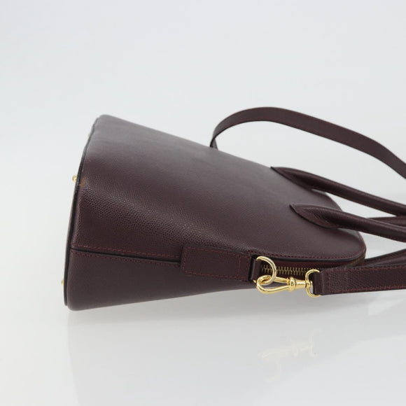 CELINE Hand Bag Leather 2way Purple Gold Auth ep14976