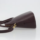 CELINE Hand Bag Leather 2way Purple Gold Auth ep14976-4