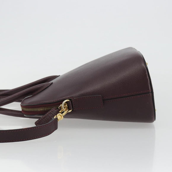 CELINE Hand Bag Leather 2way Purple Gold Auth ep14976