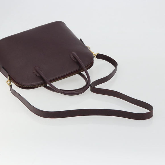 CELINE Hand Bag Leather 2way Purple Gold Auth ep14976